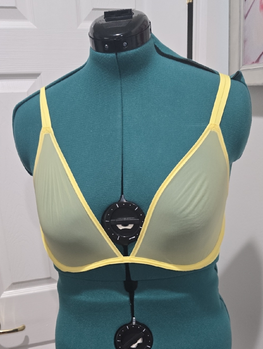 Calvin Klein Sheer Underwire Triangle Bra. Lemon Yellow. 38D